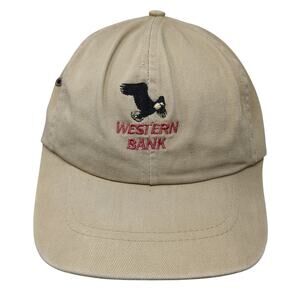 Western Bank Slideback Baseball Cap Beige One Size Adjustable 6 Panel Ownco